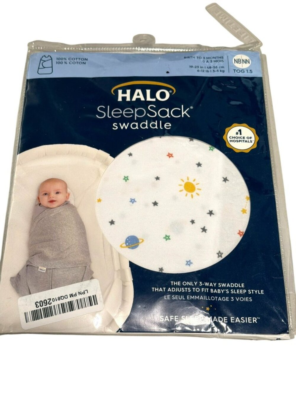 Halo SleepSack Swaddle 3-Way Adjustable Cotton Baby Blanket Birth To 3 Months